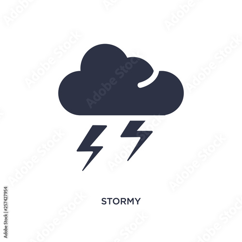 stormy icon on white background. Simple element illustration from weather concept.