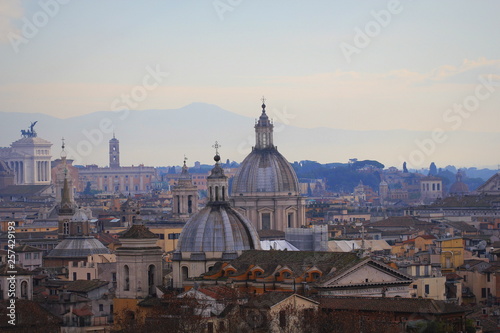 Panorama of the old town from the roof of the angel castle, Rome, Italy