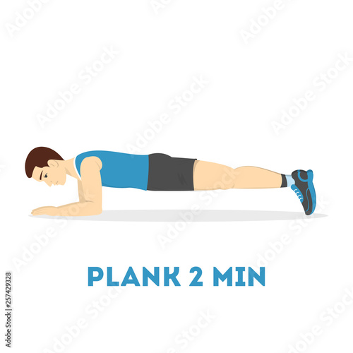 Man doing plank in the gym. Belly burn