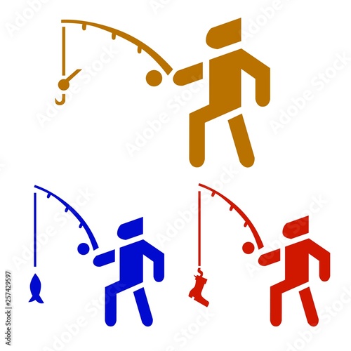 Fisherman activity background set in vector icon