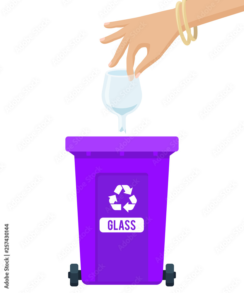 A garbage bag, a broken egg shell, a torn dirty T-shirt, a broken window  frame with glass.Garbage and trash set collection icons in cartoon,flat  style vector symbol stock illustration web.