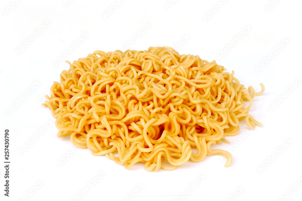 Instant noodles on white background.