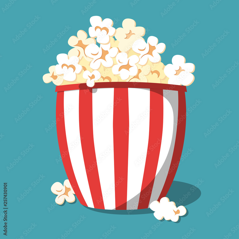 Popcorn icon design. Popcorn box isolated on background. Vector  illustration. Stock Vector | Adobe Stock