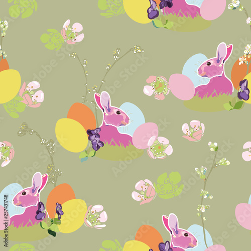 Brown pattern with bunny and easter nest.