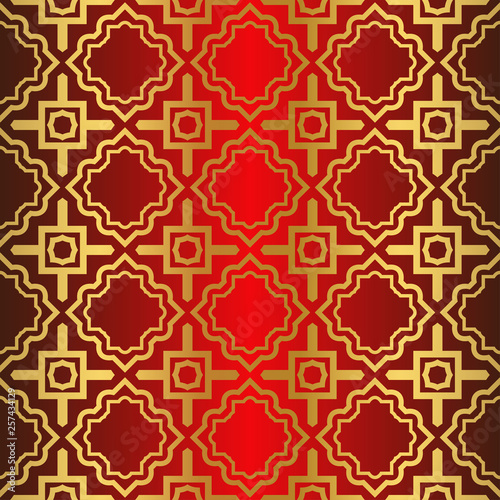 Seamless Modern Pattern. Art-Deco Geometric Background. Graphic Design. Vector Illustration. red gold color