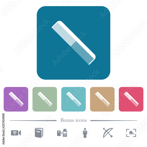 Simple comb flat icons on color rounded square backgrounds photo