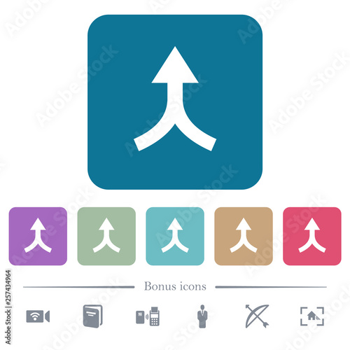 Merge arrows up flat icons on color rounded square backgrounds