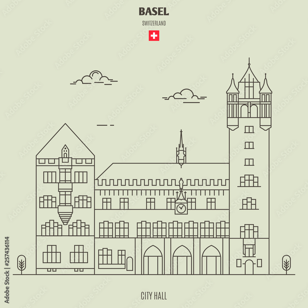 City Hall in Basel, Switzerland. Landmark icon