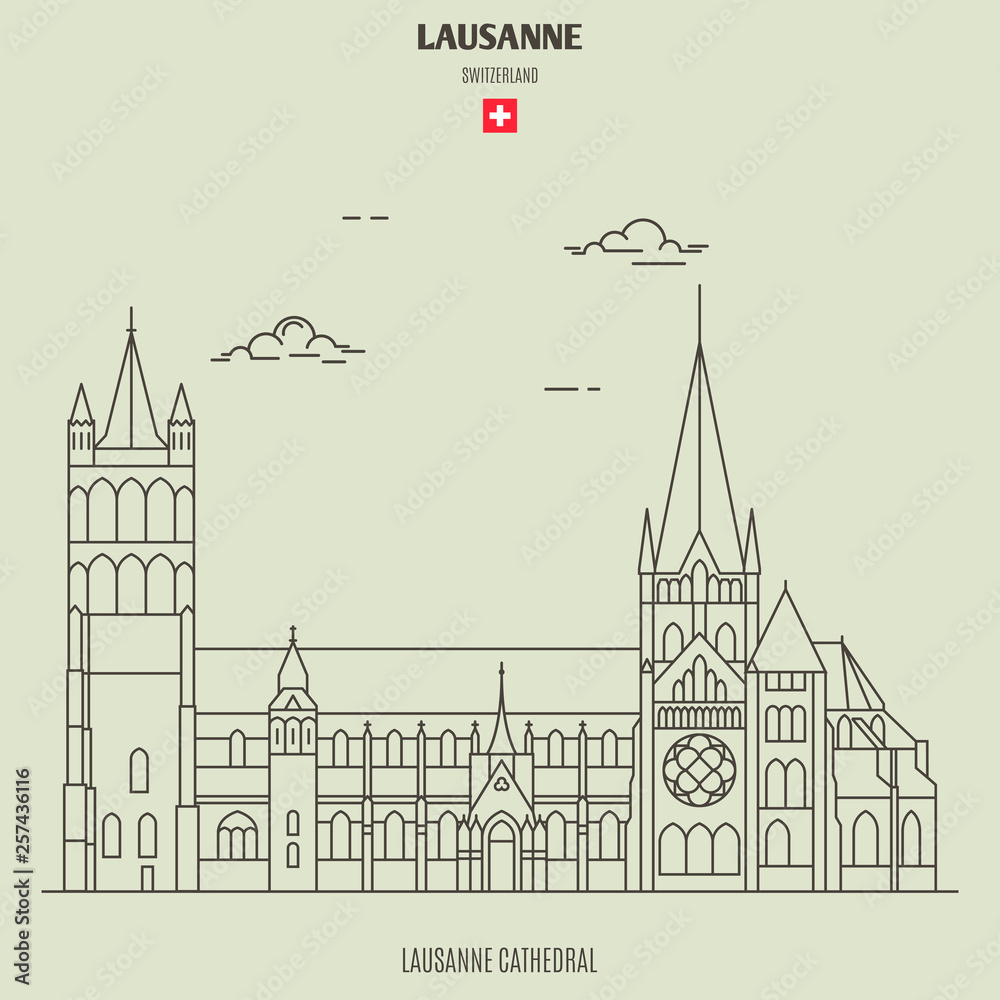 Lausanne Cathedral in Lausanne, Switzerland. Landmark icon