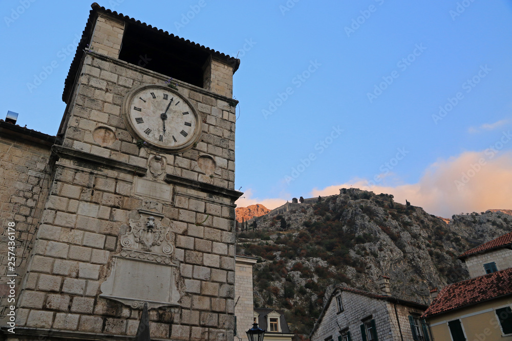 Clock tower, Square of Arms at Kotor Old Town, Montenegro