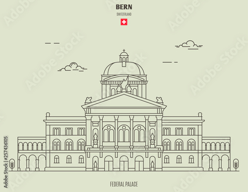 Federal Palace in Bern, Switzerland. Landmark icon