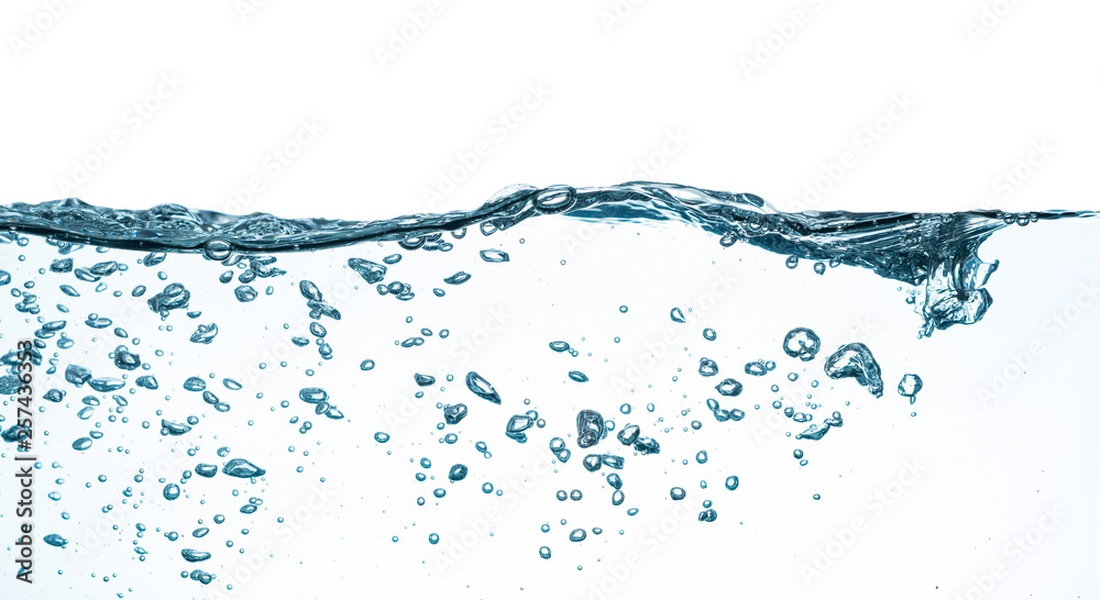 water splash and bubbles isolated on white background water splash and bubbles isolated on white background