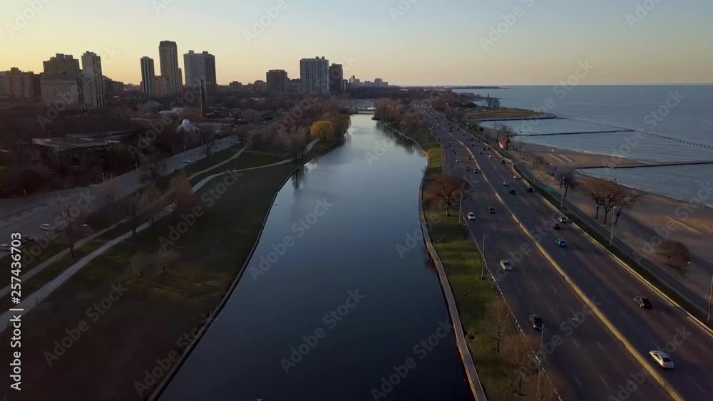 4k Aerial View of South Lagoon in Lincoln Park, Chicago 4k Aerial View of South Lagoon in Lincoln Park, Chicago
