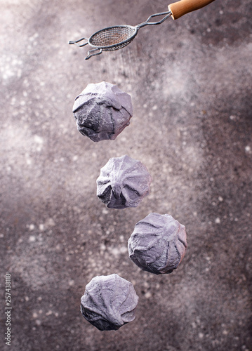 Purple berry homemade marshmellow on grey background