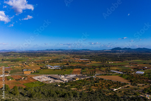 Aerial view, Agricultural fields at Porreres, Mallorca, Balearic Islands, Spain photo