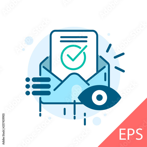 Envelope with confirmation letter. Sent message, mail. Vector modern line design illustration icon