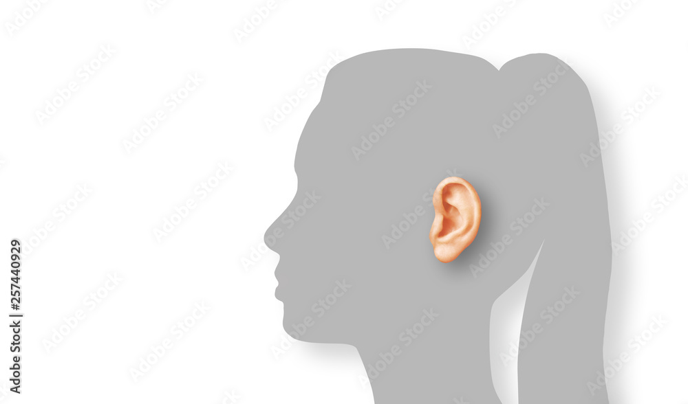 Silhouette of a woman with ear 
