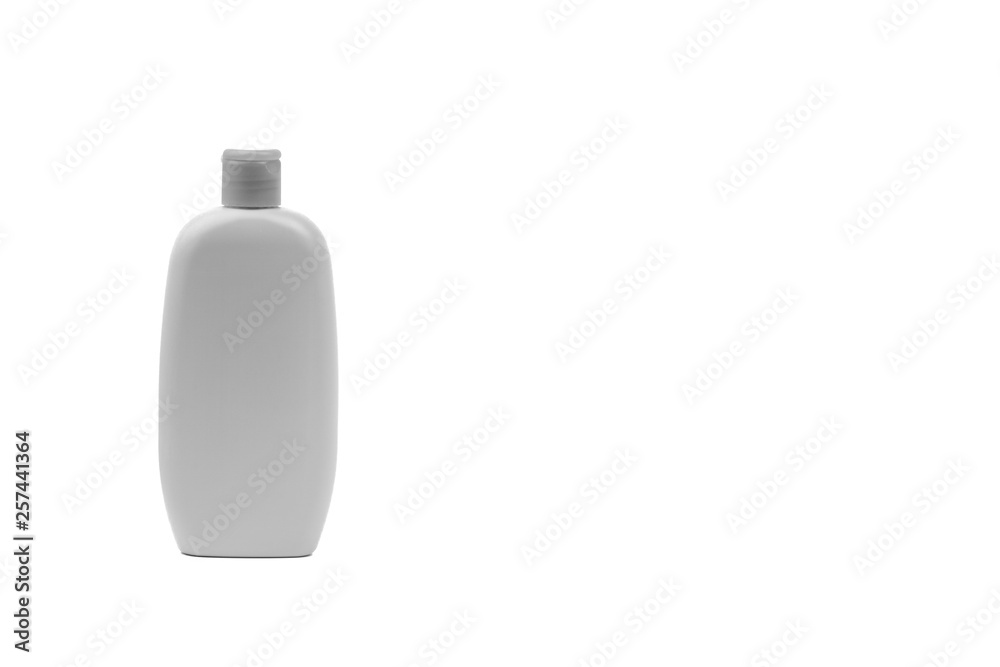 Baby oil or shampoo bottle isolated on white background. Copy Space and Black and White Baby oil or shampoo bottle isolated on white background. Copy Space and Black and White