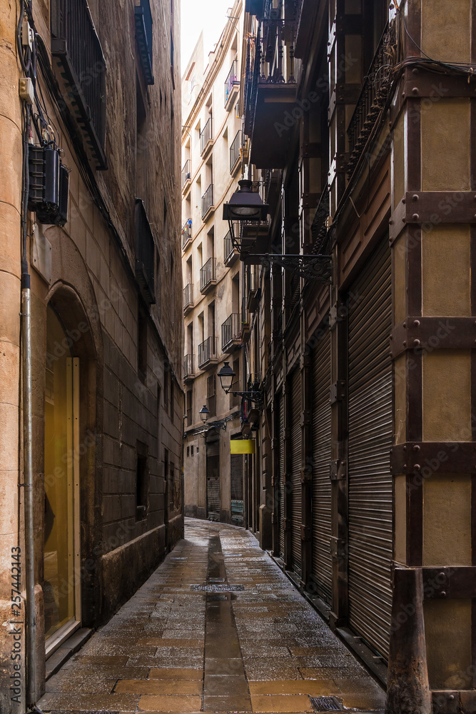 Fototapeta premium Narrow street in Barcelona