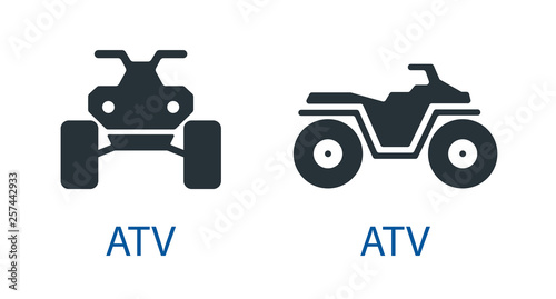 All-terrain vehicle Quad bike atv icon isolated front view off-road motorcycles set vector sign