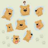 set of vector bear face,doodle style