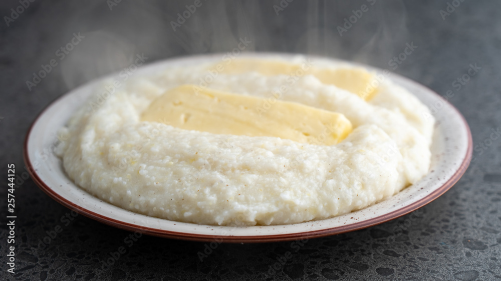 Mengrelian corn mamalica (ghomi) with cheese. Georgian food. Mengrelian corn mamalica (ghomi) with cheese. Georgian food.