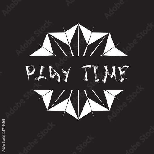 Retro illustration with text on black background.