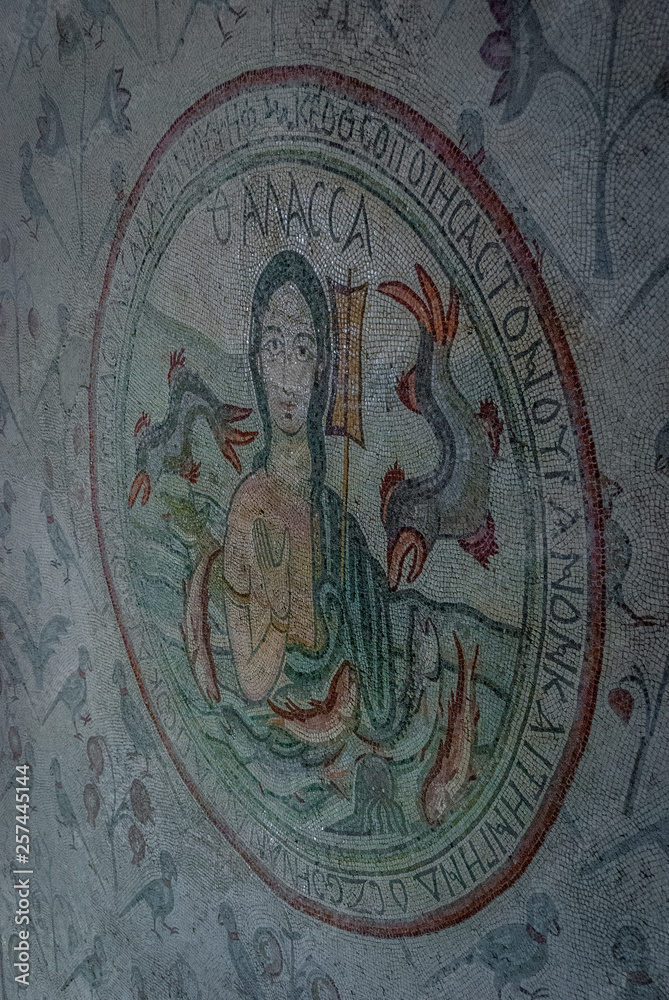 Thalassa (Sea god) Mosaic in the Church of the Apostles (Madaba), Jordan Middle East