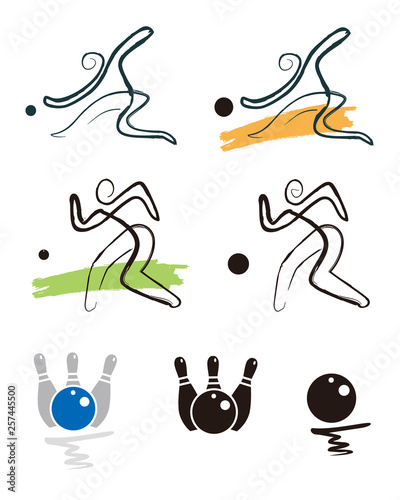  Bowling and petanque player icons.  Illustration of bowling and petanque players. Isolated on white background. Vector available.
