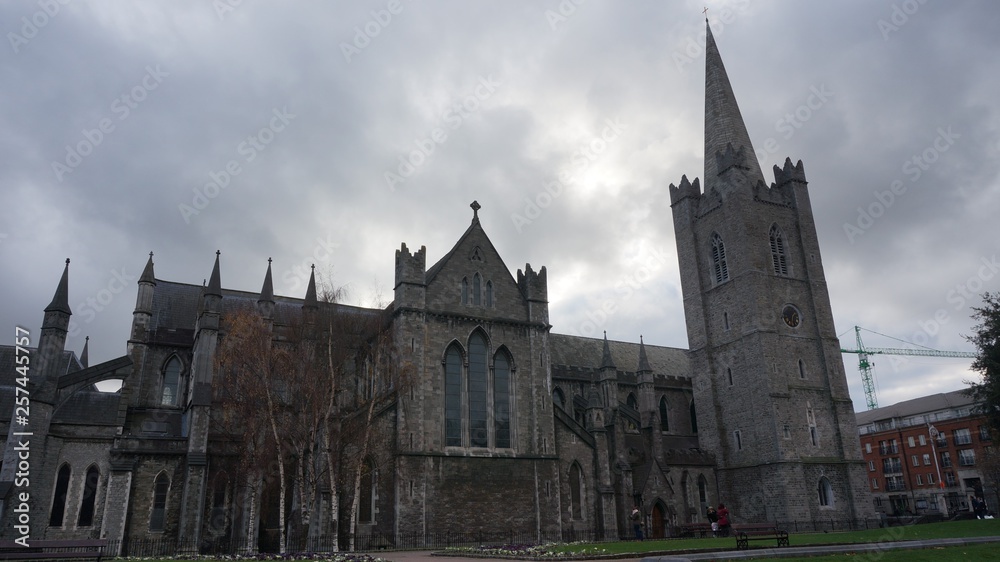 view of the St. Patrick's Cathedral in Dublin, Ireland