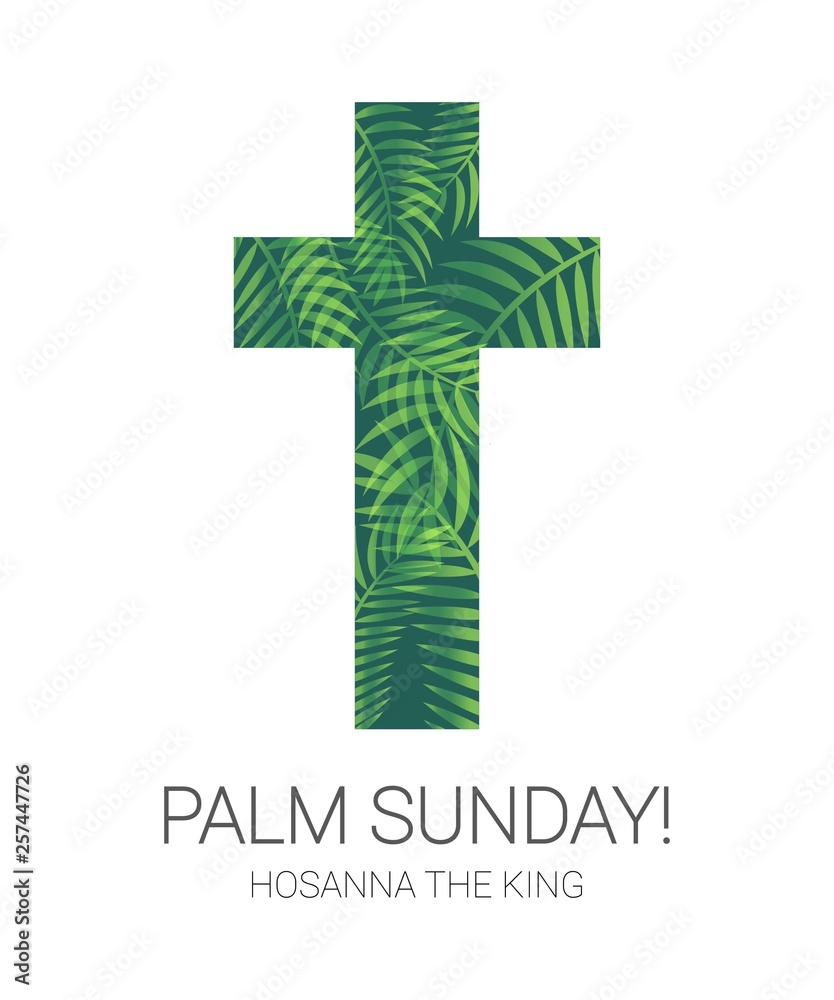 Palm sunday.Religious illustration. Christian card. Celebration entrance of Jesus into Jerusalem