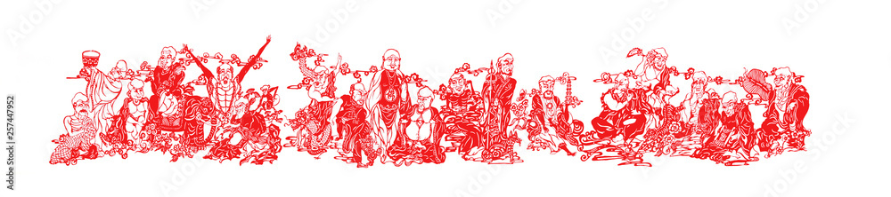 Obraz premium Chinese paper-cut works on white background, China