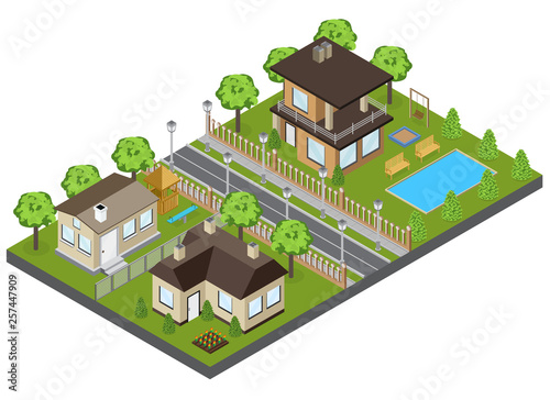 Suburb Area Buildings Illustration