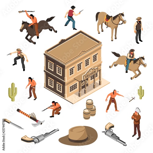 Wild West Cowboys Isometric Set