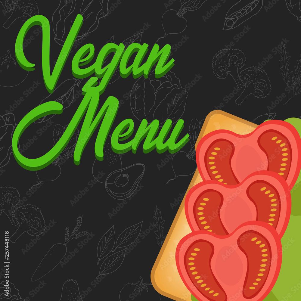 Menu concept for restaurant and cafe. Vegan menu template.