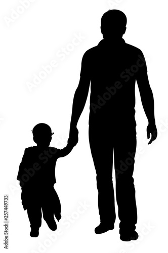 a father and daughter, silhouette vector