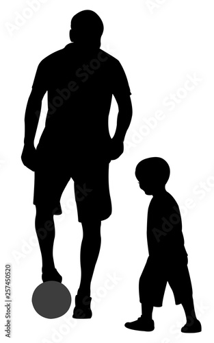 father playing with son, silhouette vector