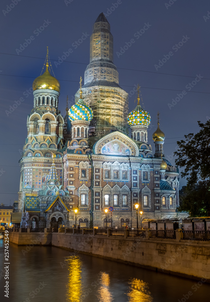 Church of the Savior on Spilled Blood in evening, Russia