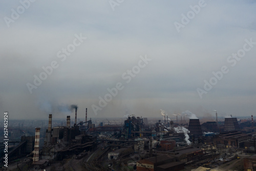 Polluting plant shot from above with a drone © vfhnb12