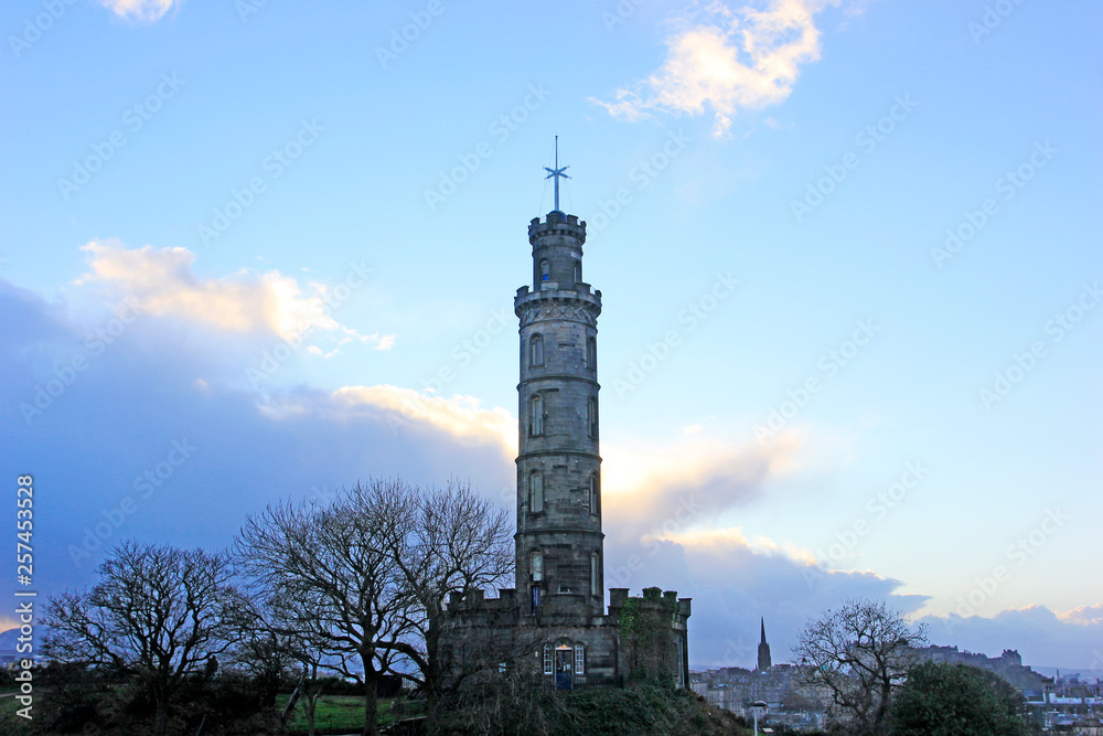 Nelson monument on Carlton Hill, Edinburgh, UK.