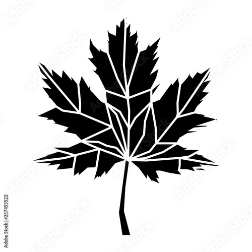 Black polygon style maple leaf vector made with shapes