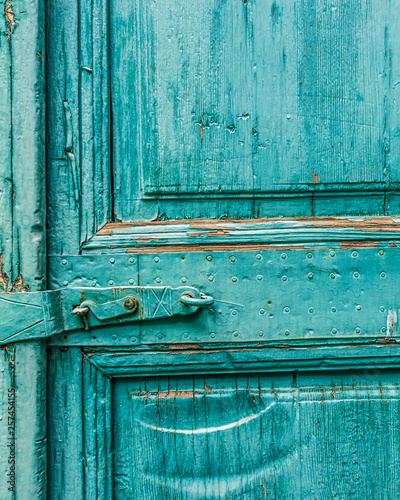 Turquoise Door in Marrakech, Morocco