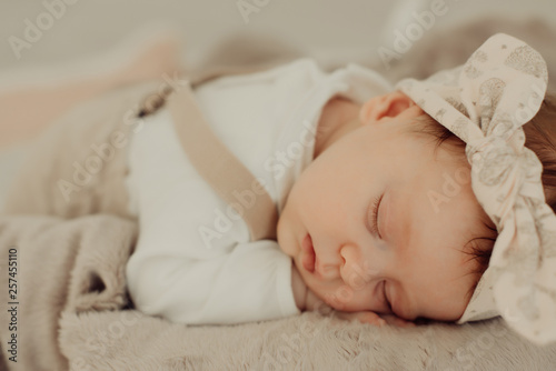 Portrait of a newborn baby sleeping