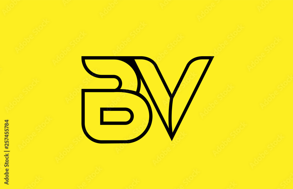 yellow black line alphabet letter BV B V logo combination company icon design yellow black line alphabet letter BV B V logo combination company icon design