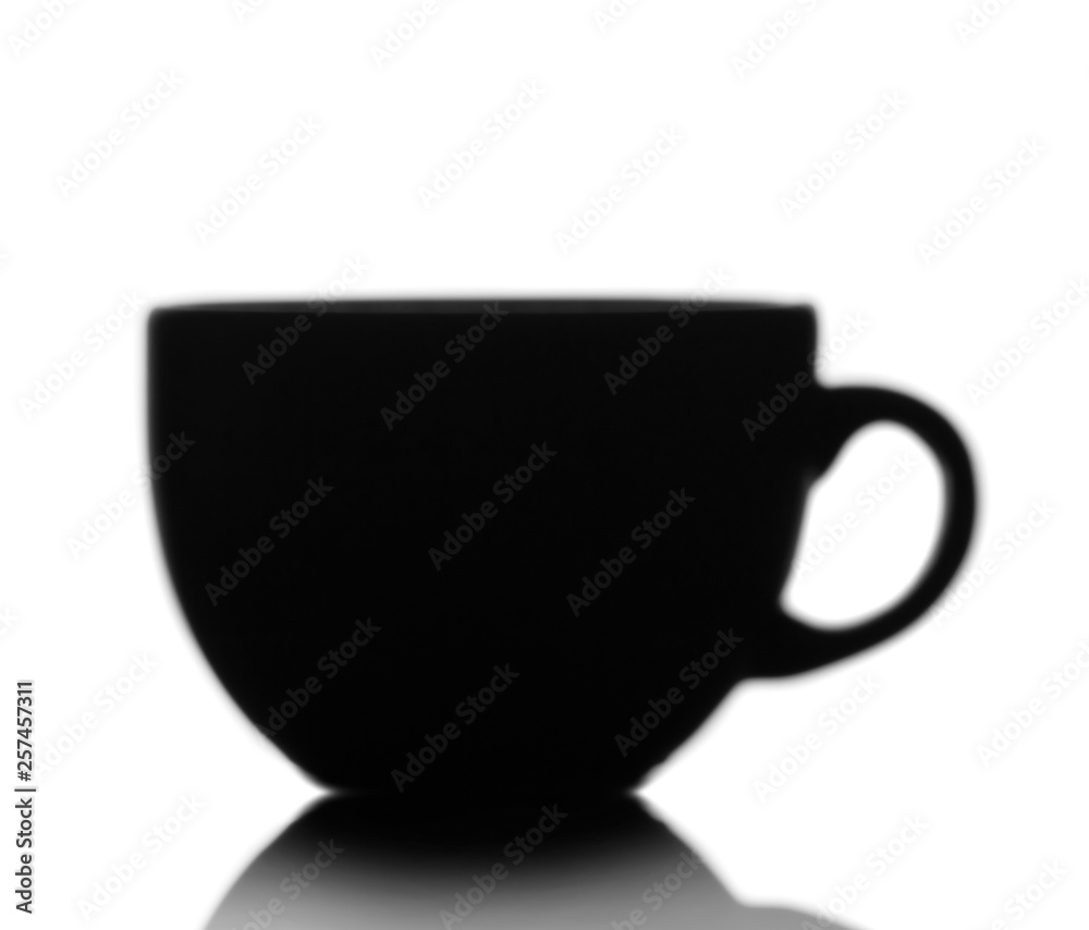 Silhouette of fragrant hot coffee in cup isolated on white Silhouette of fragrant hot coffee in cup isolated on white