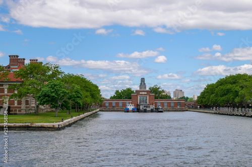 View of The Ellis Island for landscape from the ferry boat at New york,USA photo