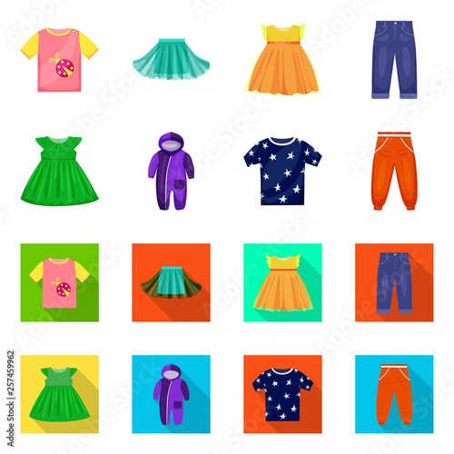 Isolated object of fashion and garment icon. Collection of fashion and cotton stock vector illustration.
