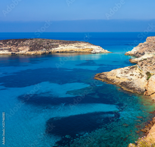 View of the Rabbits Beach or Conigli island, Lampedusa