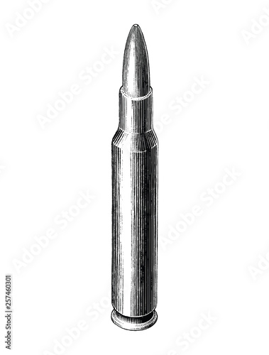 Bullet hand draw vintage style black and white clip art isolated on white background