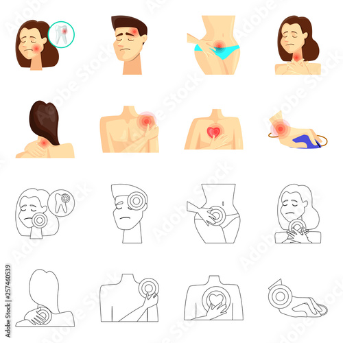 Vector illustration of hospital and rendering icon. Set of hospital and help stock symbol for web.